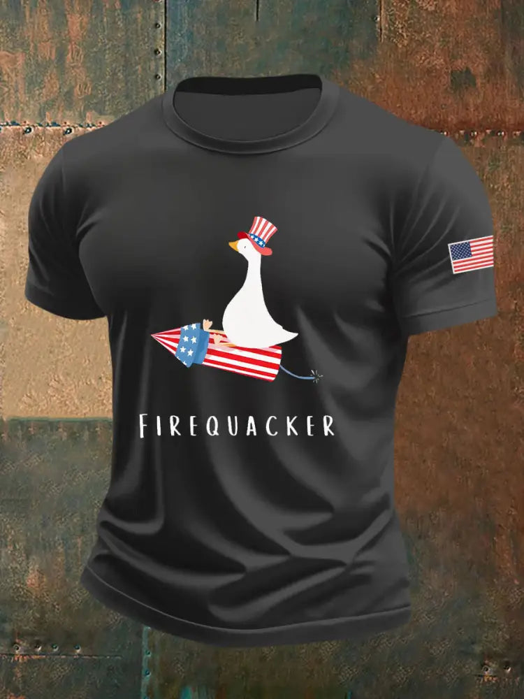 Men’s Firequacker Goose Printed Casual T-Shirt Dark Gray / S