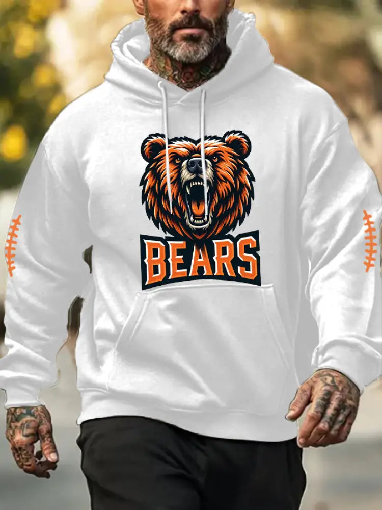 Men’s Football Fans Lovers Gameday Casual Hooded Sweatshirt White / S
