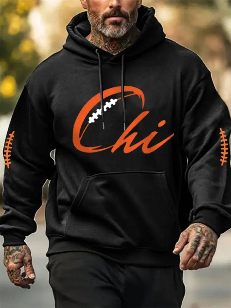 Men’s Football Fans Lovers Gameday Casual Hoodie Black / S