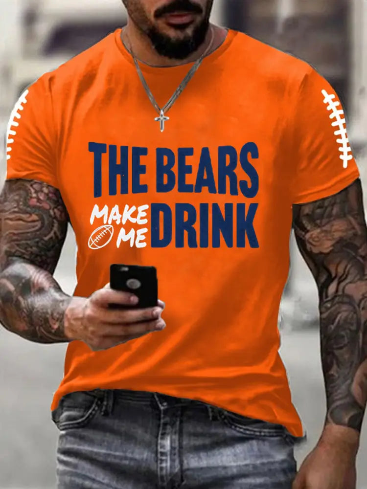 Men’s Football Fans Lovers Gameday Casual Short Sleeve T shirt Orange / S