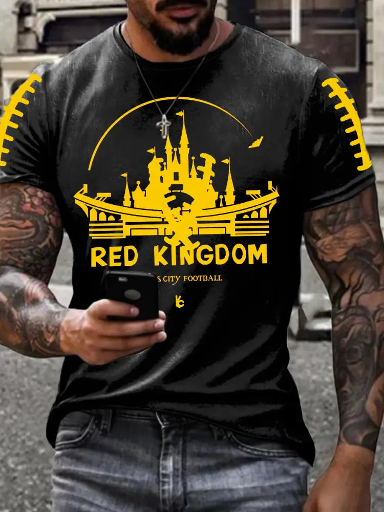 Men’s Football Fans Lovers Gameday Casual short sleeves t shirt Black / S