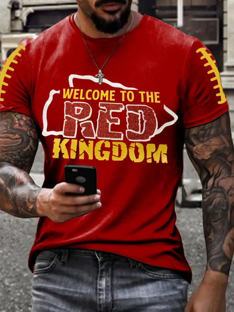 Men’s Football Fans Lovers Gameday Casual short sleeves t shirt Red / S