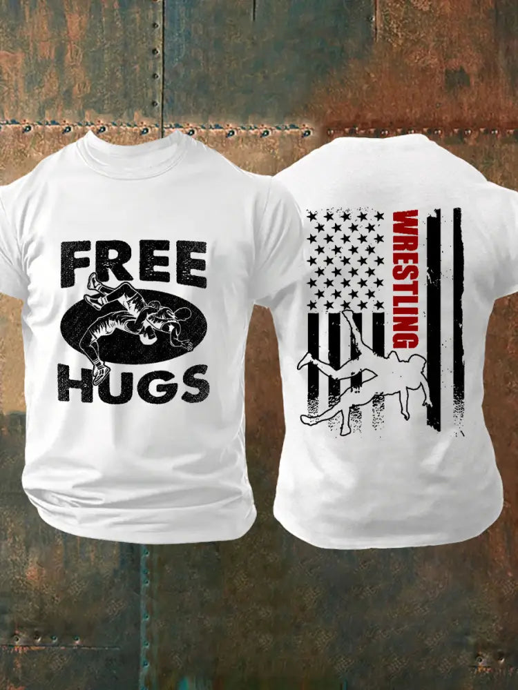 Men’s free hugs Wrestling T-shirts White / S