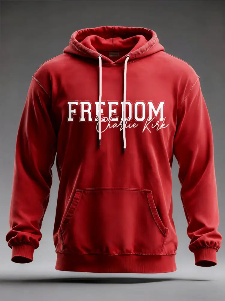 Men’s Freedom Charlie Kirk US Flag Print Hoodie