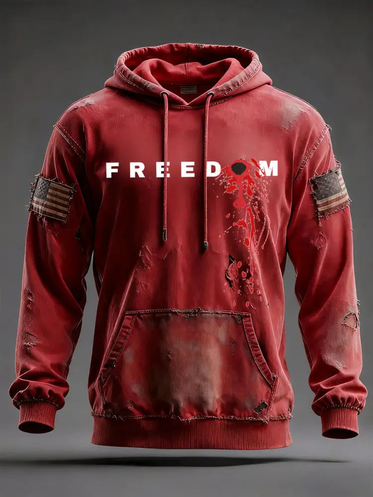 Men’s ’FREEDOM’ Hooded Sweatshirt Red / S