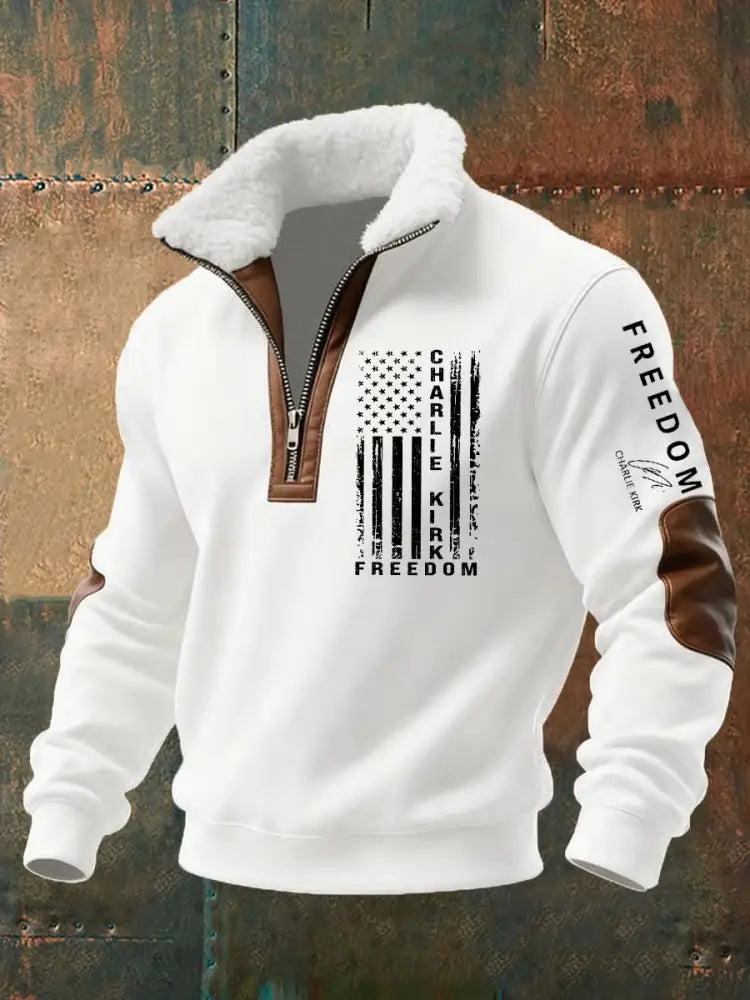 Men’s Freedom Is Not Free R.I.P Charlie Kirk Baggy Zip-up Hoodie White / S