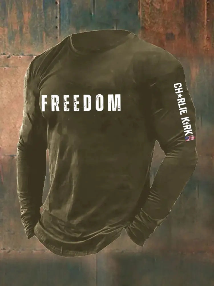 Men’s Freedom Is Not Free R.I.P Charlie Kirk Long Sleeve T-shirt Army Green / S