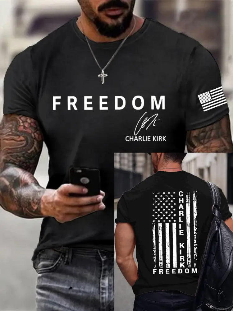 Men’s Freedom Is Not Free R.I.P Charlie Kirk Short Sleeve T-shirt Black / S