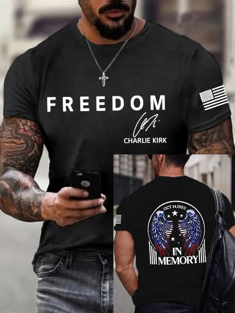 Men’s Freedom Is Not Free R.I.P Charlie Kirk Short Sleeve T-shirt Black / S