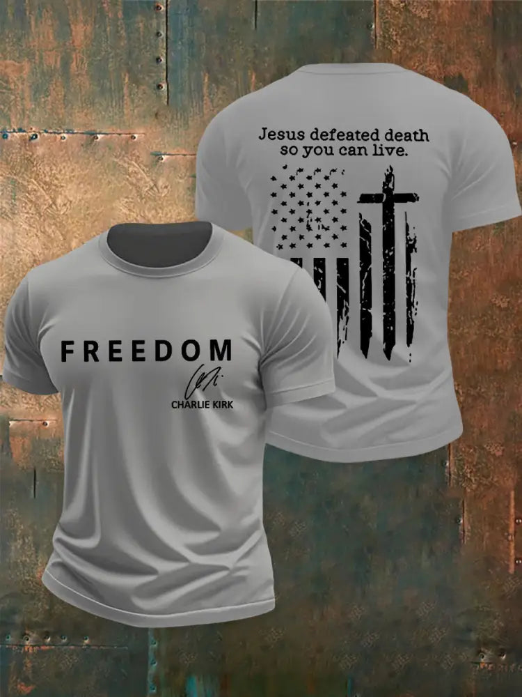Men’s Freedom Is Not Free R.I.P Charlie Kirk Short Sleeve T-shirt Light Gray / S