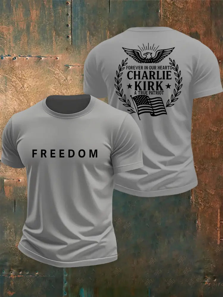 Men’s Freedom Is Not Free R.I.P Charlie Kirk Short Sleeve T-shirt Light Gray / S