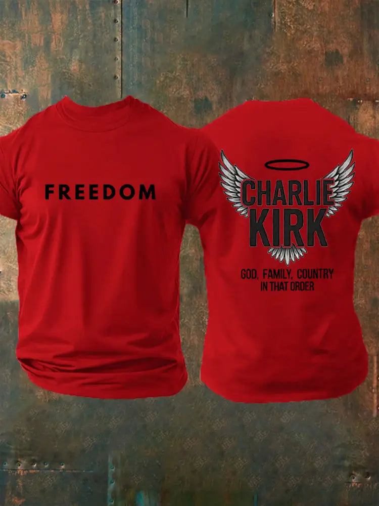 Men’s Freedom Is Not Free R.I.P Charlie Kirk Short Sleeve T-shirt Pure Red / S
