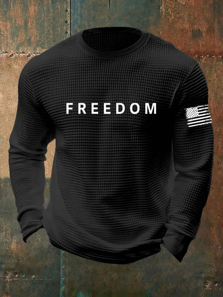 Men’s Freedom Is Not Free R.I.P Charlie Kirk Waffle Long Sleeve T-Shirt Black / S