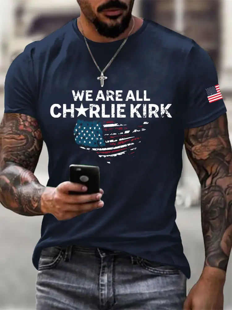 Men’s Freedom Printed Casual T-shirt Navy Blue / S
