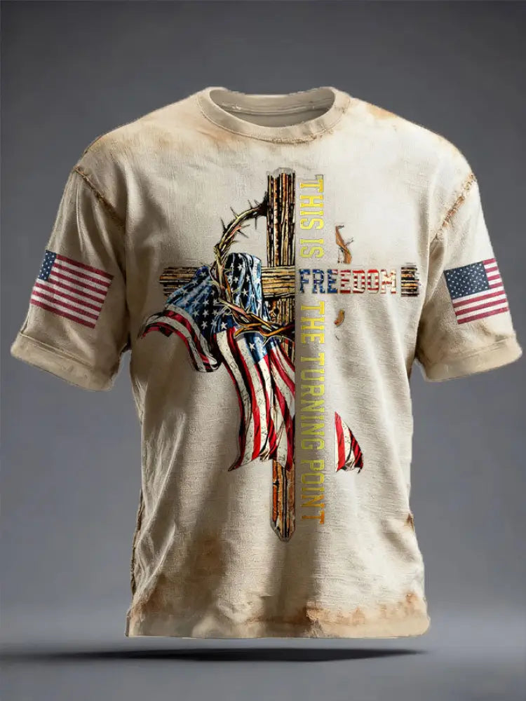 Men’s Freedom True Patriot Printed T-shirt Apricot / S