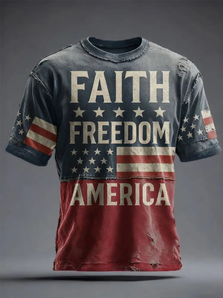 Men’s Freedom True Patriot Printed T-shirt As picture / S