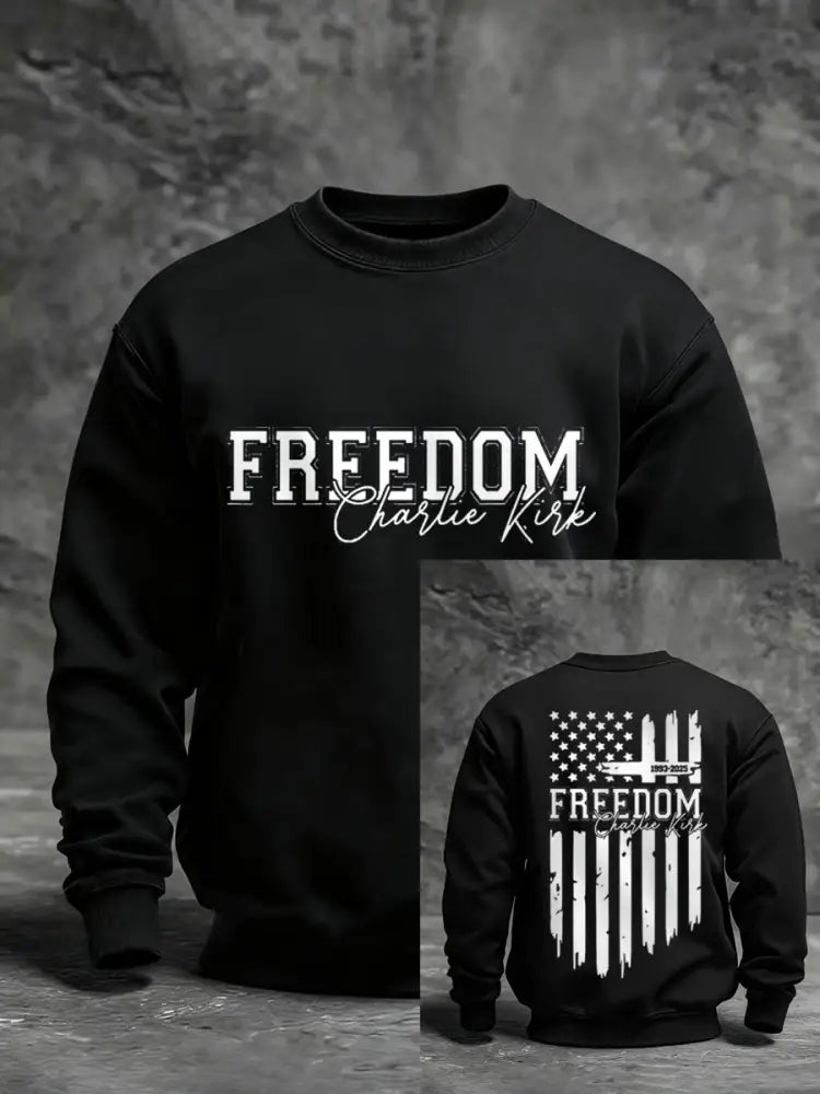 Men’s Freedom USA Flag Print Sweatshirt Black / S