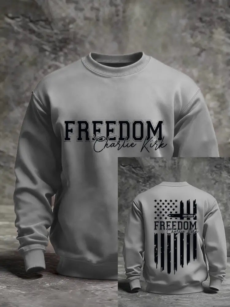Men’s Freedom USA Flag Print Sweatshirt Light Gray / S