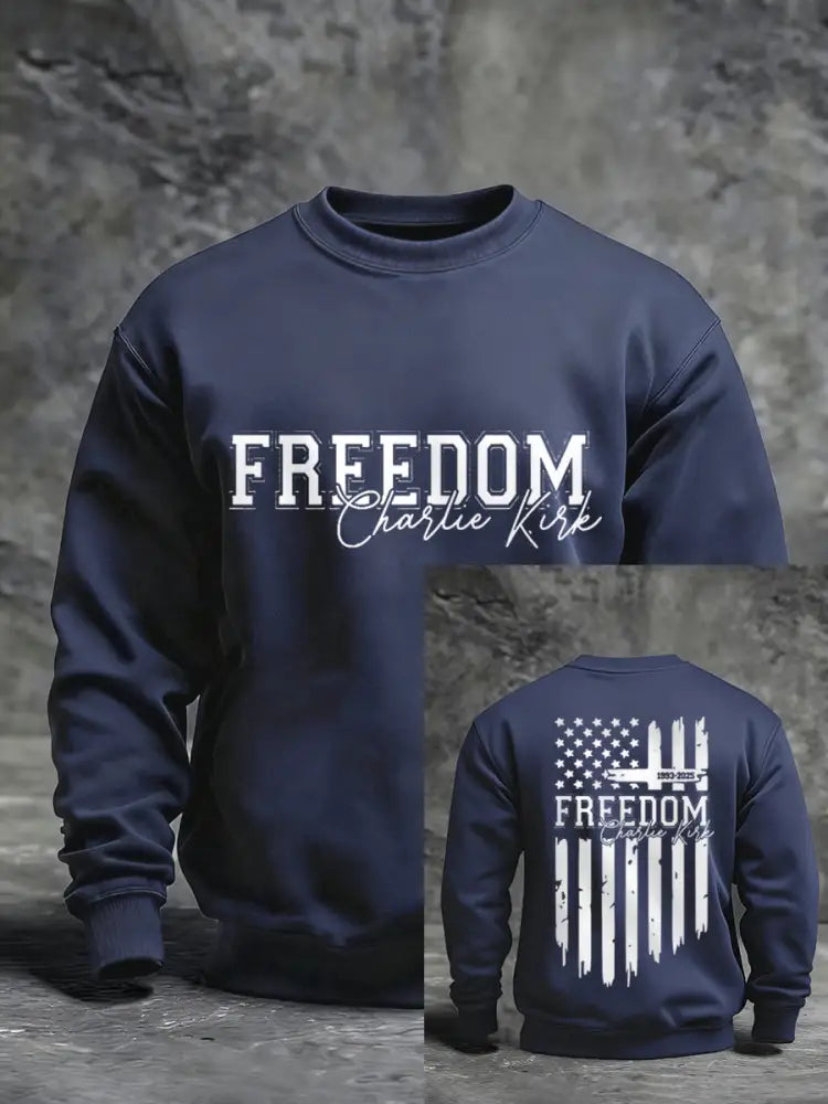 Men’s Freedom USA Flag Print Sweatshirt Navy Blue / S