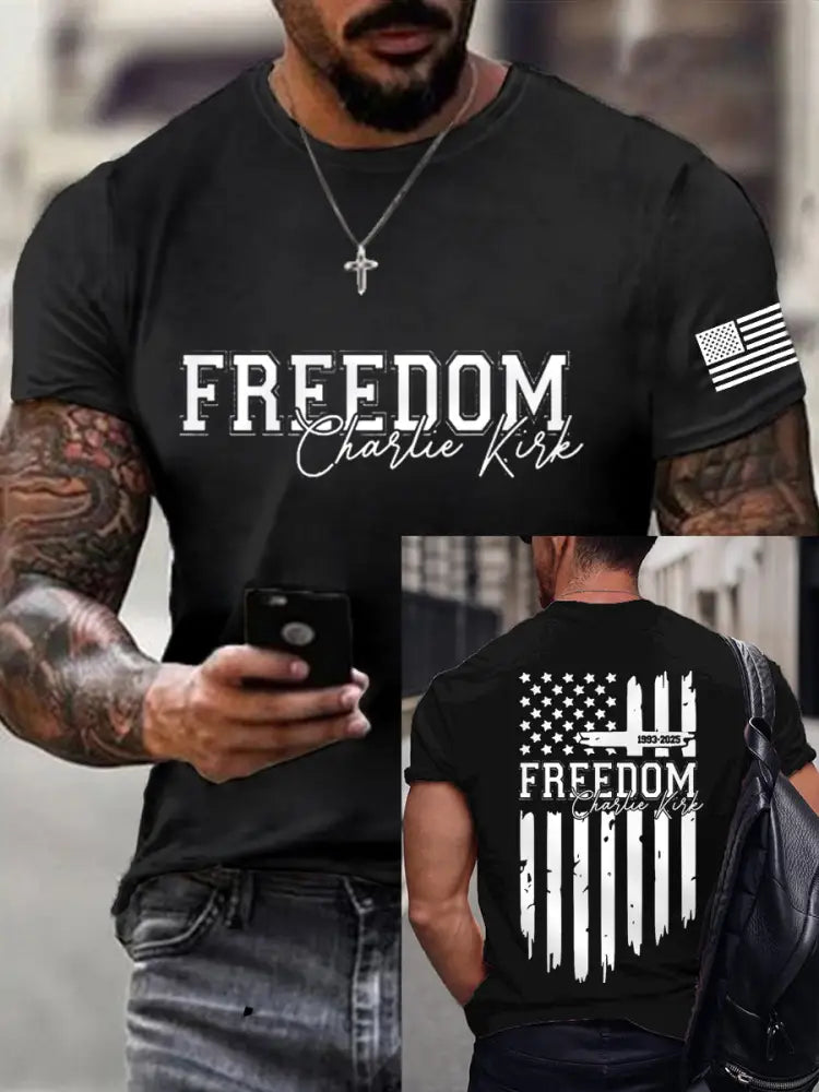 Men’s Freedom USA Flag Print Tee Black / S