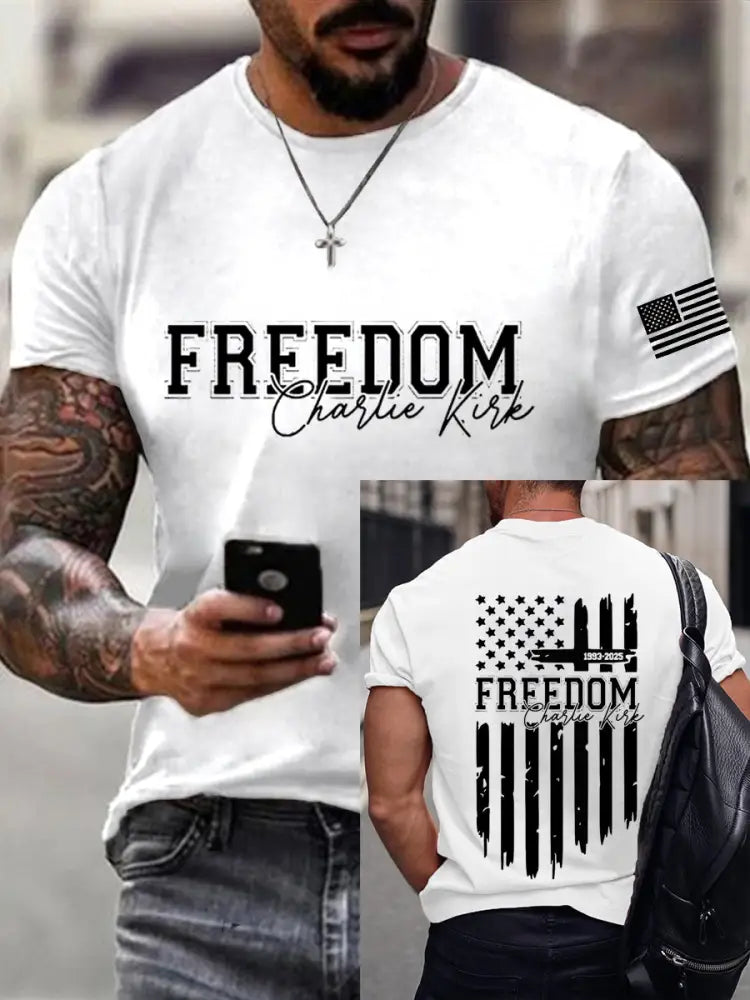 Men’s Freedom USA Flag Print Tee White / S
