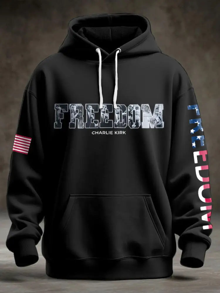 Men’s Freedom USA Flag Printed Hoodie