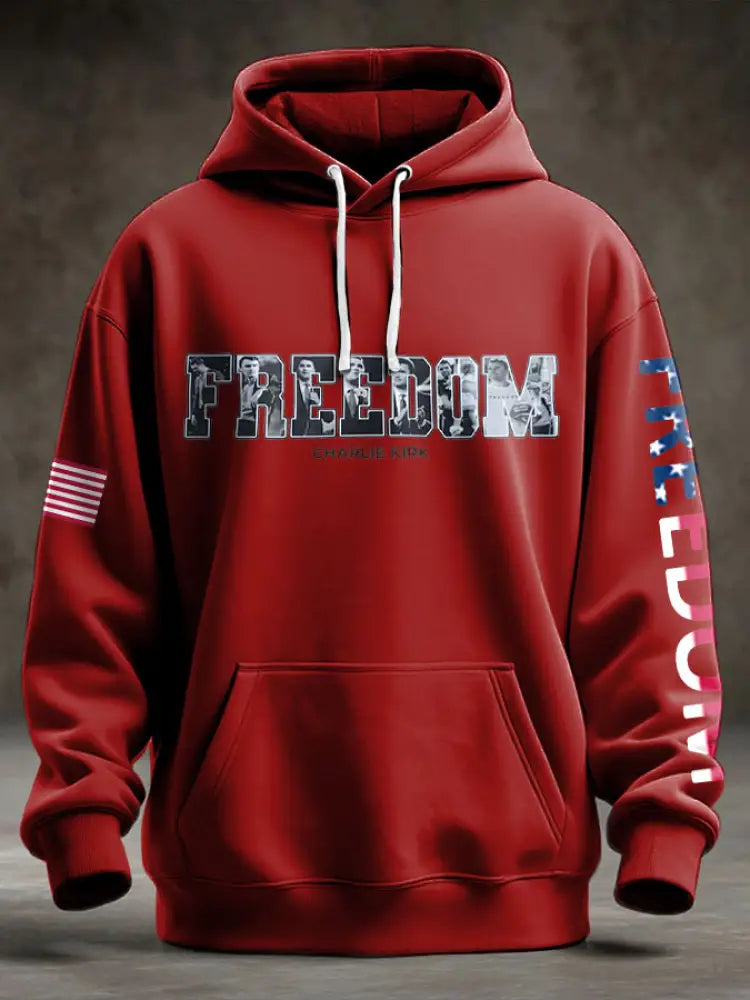 Men’s Freedom USA Flag Printed Hoodie