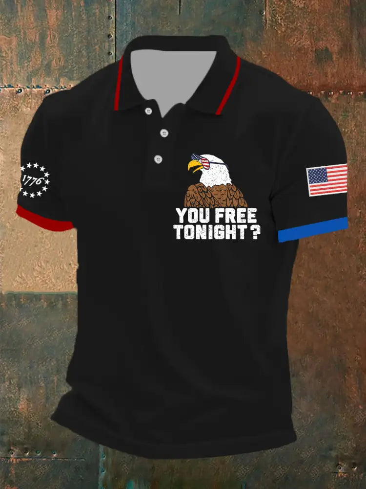 Men’s Funny Fourth of July Funny Eagle You Free Tonight Short Sleeve Top Black / S