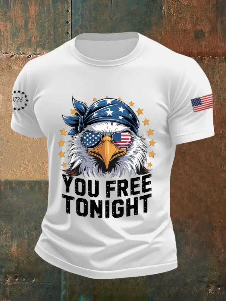 Men’s Funny You Free Tonight Bald Eagle 4th Of July Casual Tee White / S