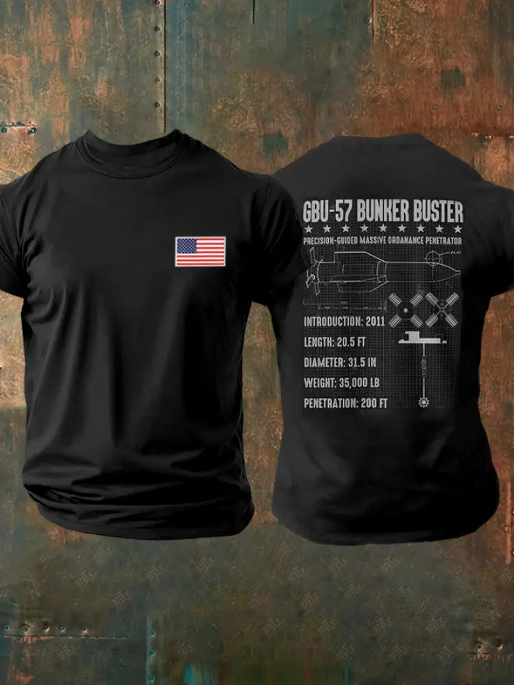 Men’s GBU-57 Bunker Buster Printed T-shirt Black / S