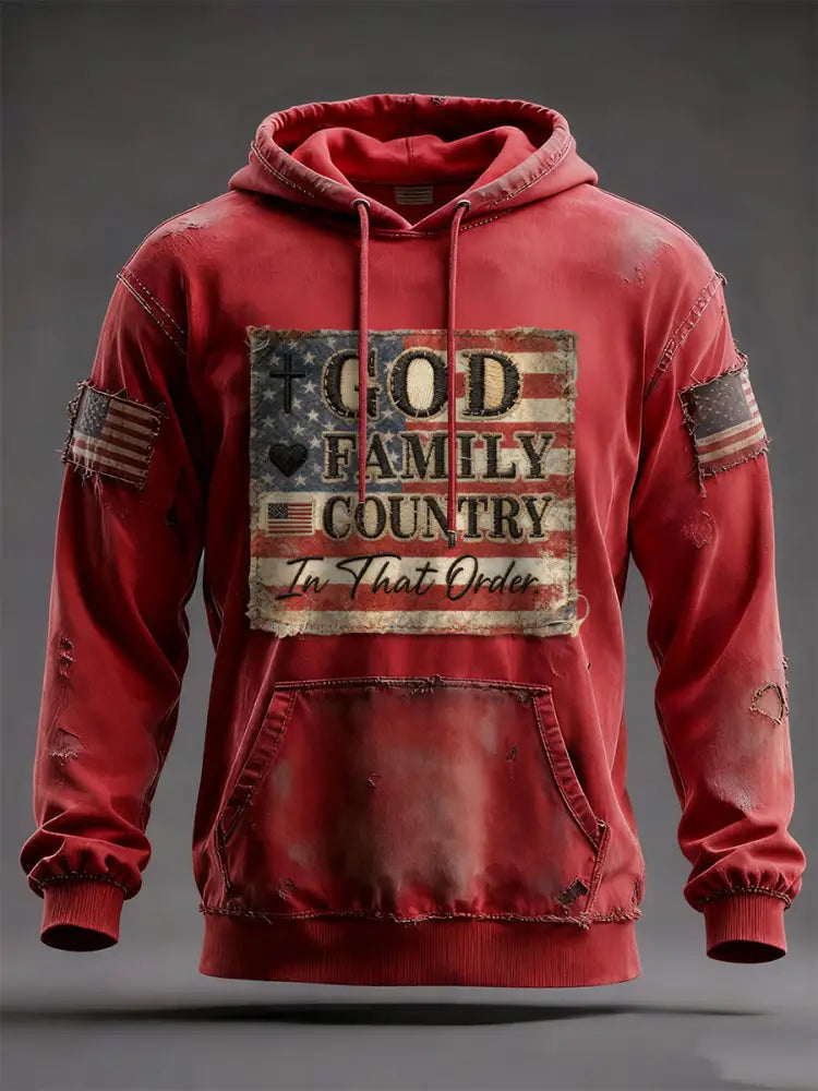 Men’s God Family Country Charlie Kirk Printed Hoodie As picture / S
