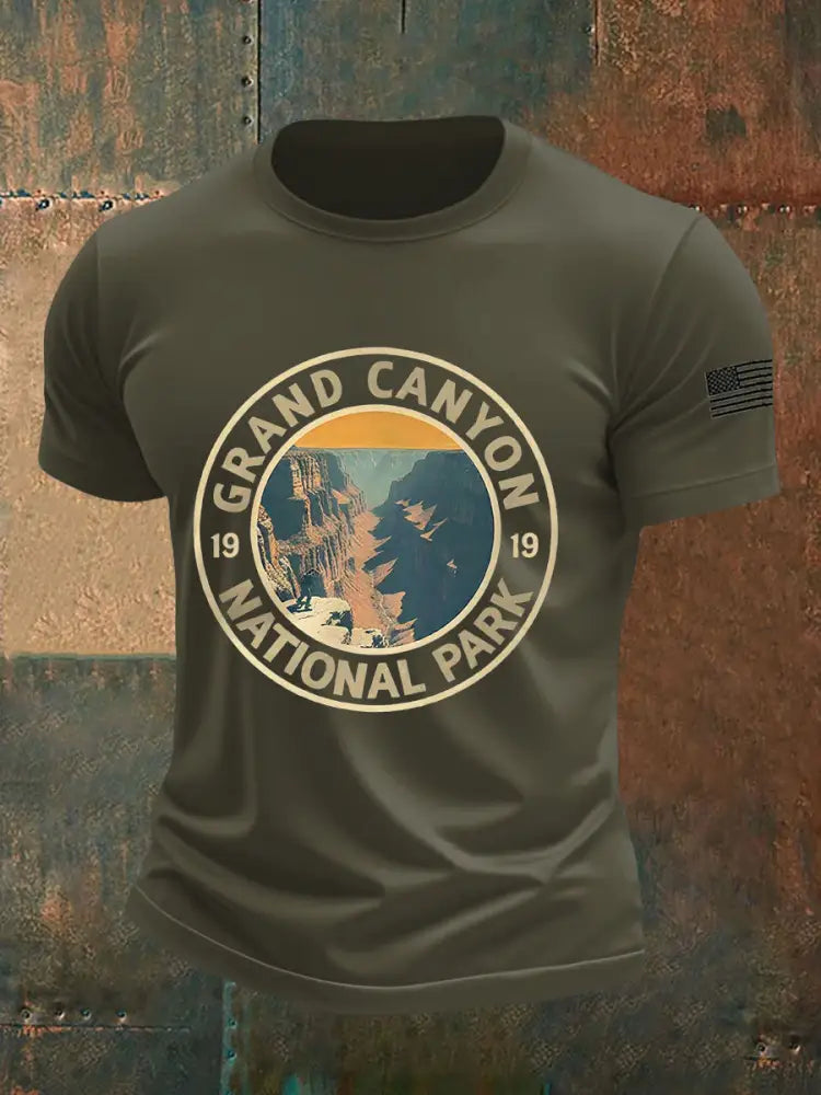 Men’s Grand Canyon Short-Sleeved Printed T-shirt Army Green / S