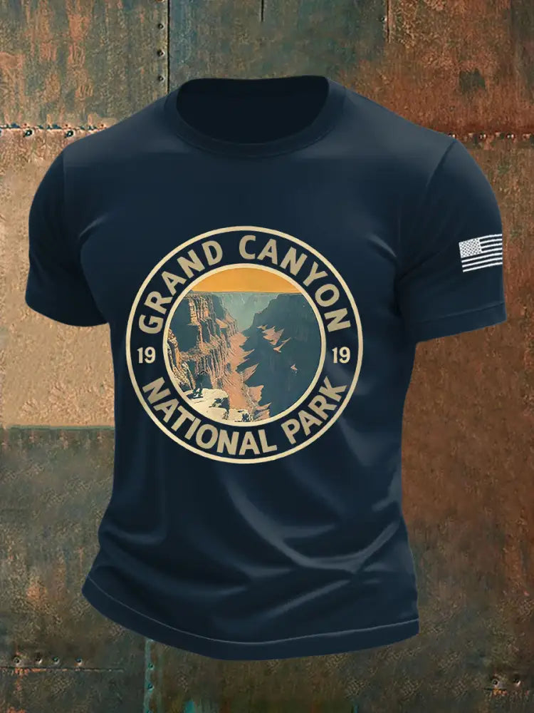 Men’s Grand Canyon Short-Sleeved Printed T-shirt Navy Blue / S