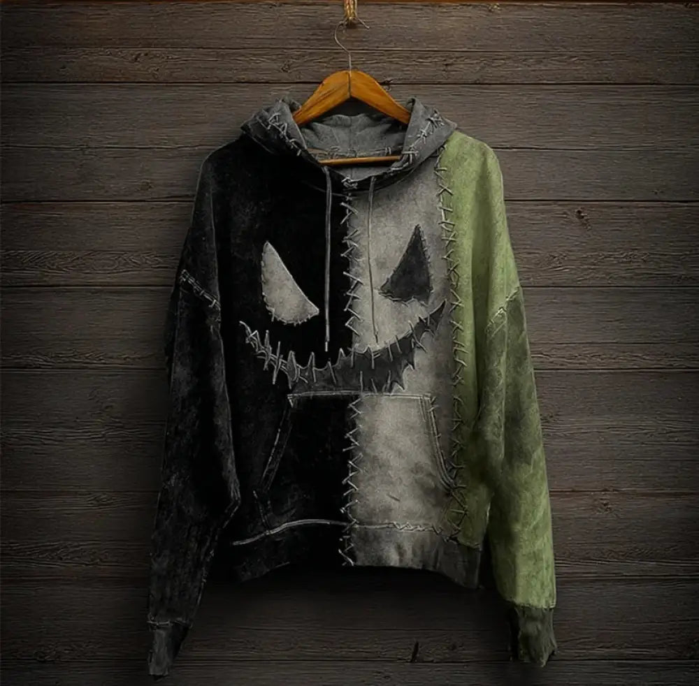 Men’s Halloween Classic Movie Character Face Print Casual Hoodie
