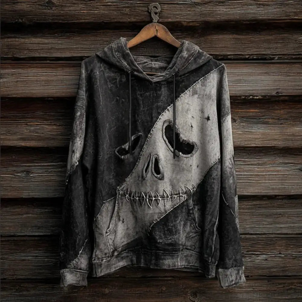Men’s Halloween Ghost Face Print Casual Hoodie