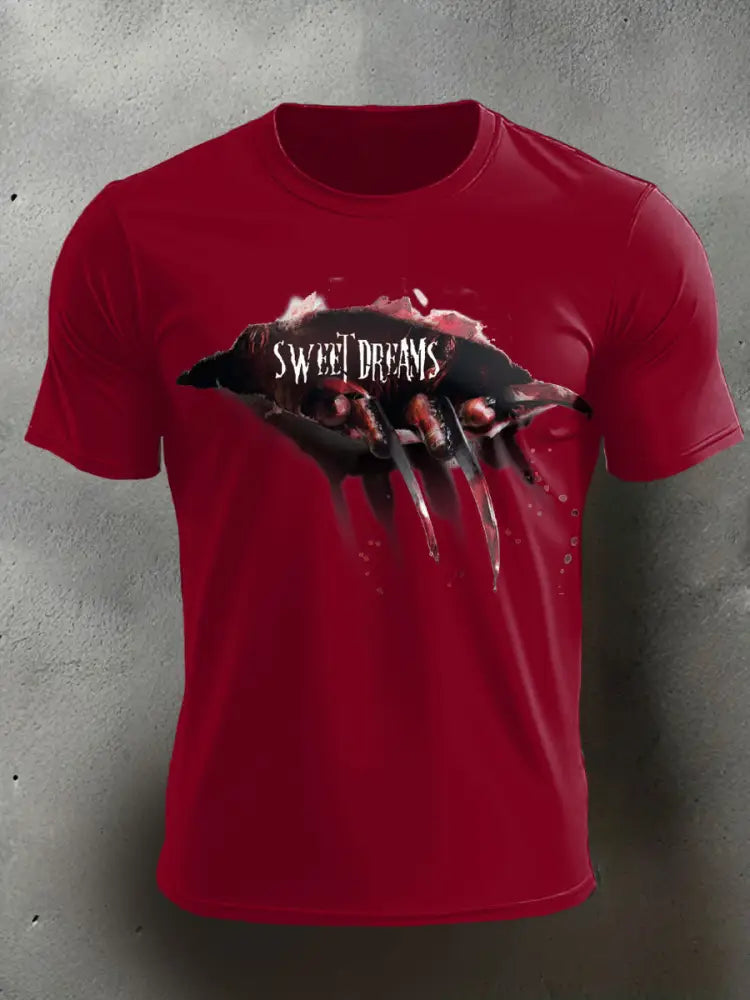 Men’s Halloween Horror Nightmare Printed T-shirt Red / S