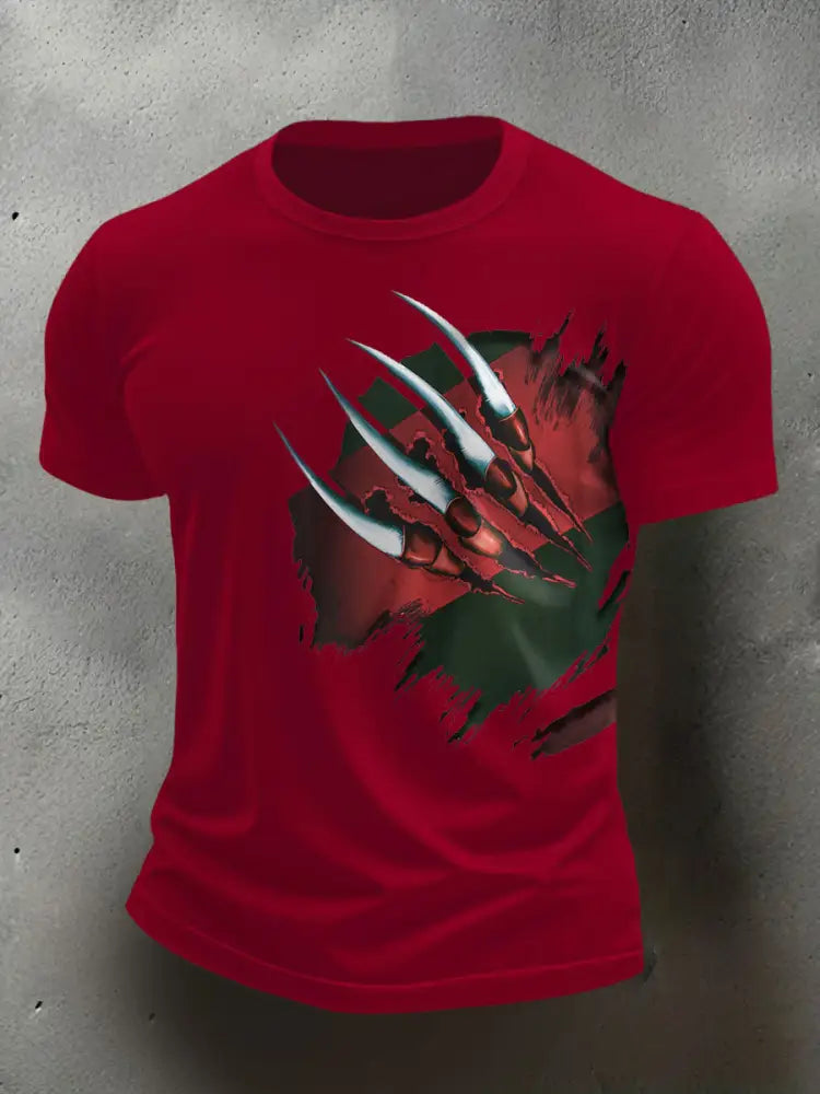 Men’s Halloween Horror Nightmare Printed T-shirt Red / S