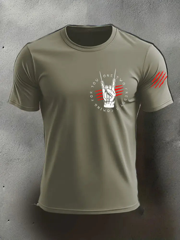 Men’s Halloween imitation cotton short-sleeved T-shirt Army Green / S