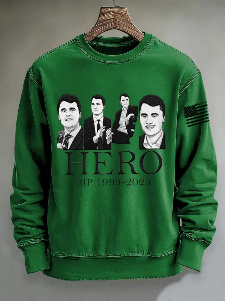 Men’s Hero Charlie Kirk Print Sweater Green / S