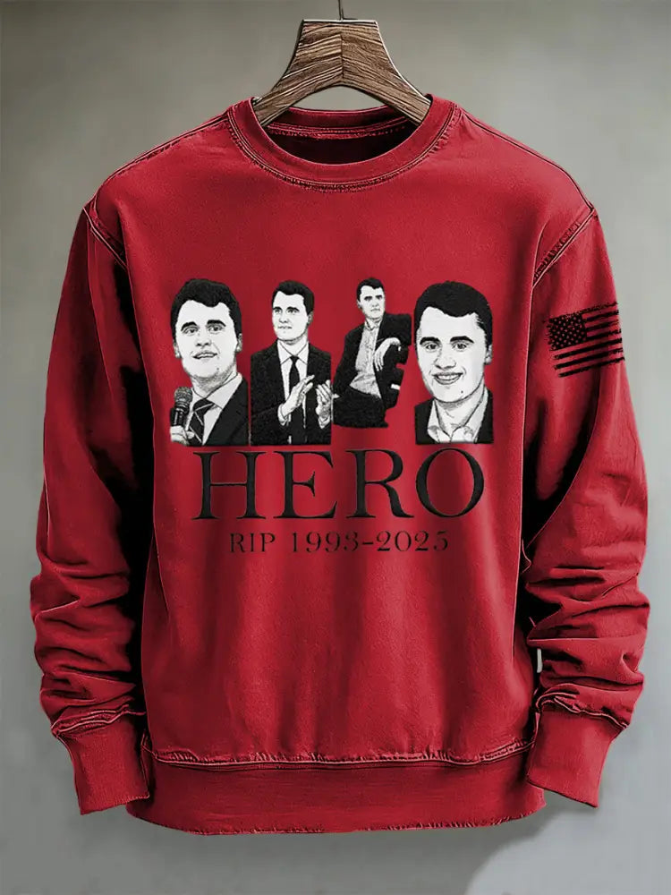 Men’s Hero Charlie Kirk Print Sweater Red / S