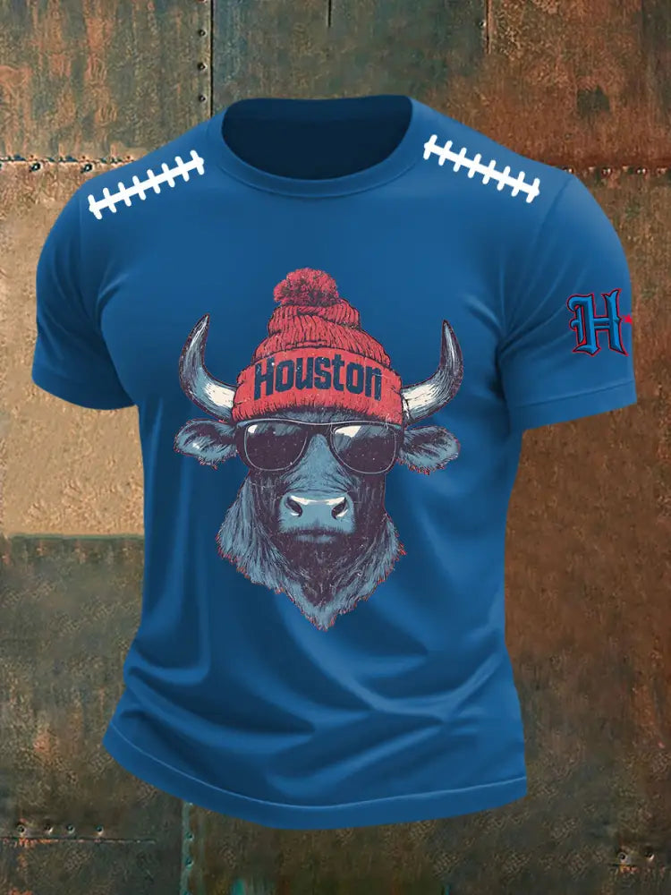 Men’s Houston Football Short Sleeves T shirt Blue / S