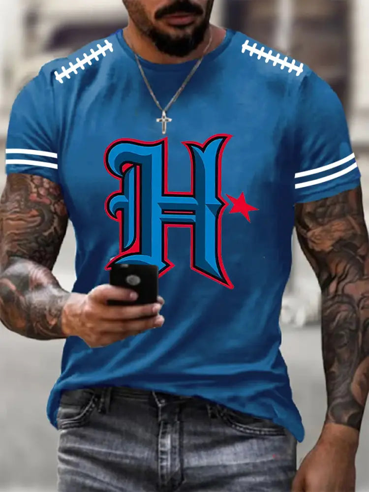 Men’s Houston Football Short Sleeves T shirt Blue / S