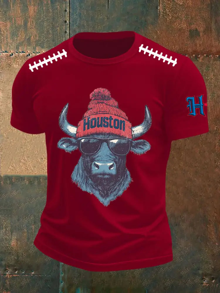 Men’s Houston Football Short Sleeves T shirt Deep Red / S