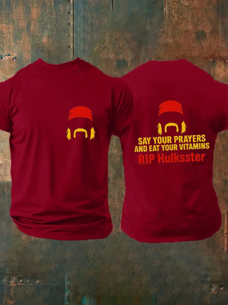 Men’s Hulk Hogan imitation cotton short-sleeved T-shirt Deep Red / S