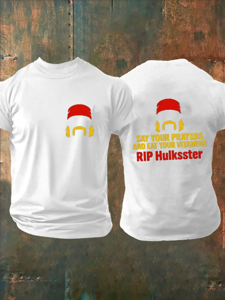 Men’s Hulk Hogan imitation cotton short-sleeved T-shirt White / S