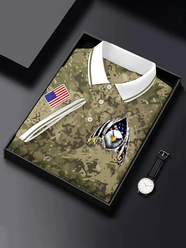 Men’s Independence Day 3D Printed Top Army Green / S