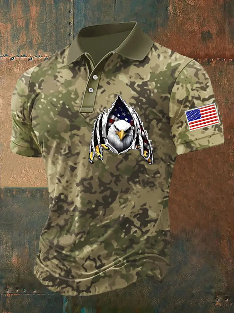 Men’s Independence Day 3D Printed Top Army Green / S