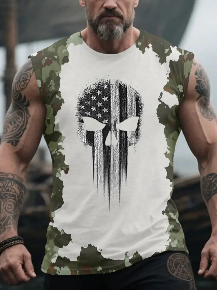 Men’s Independence Day 3D Printed Vests Army Green / S