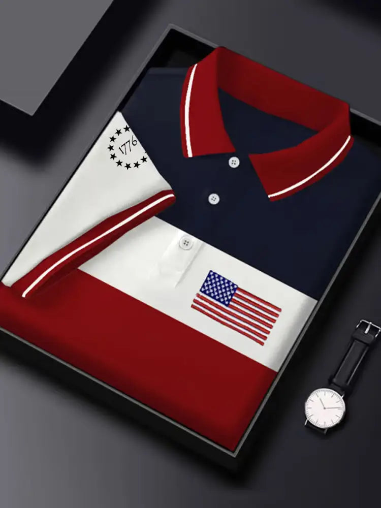 Men’s Independence Day American Flag Colorblock Stripes Print Casual Top
