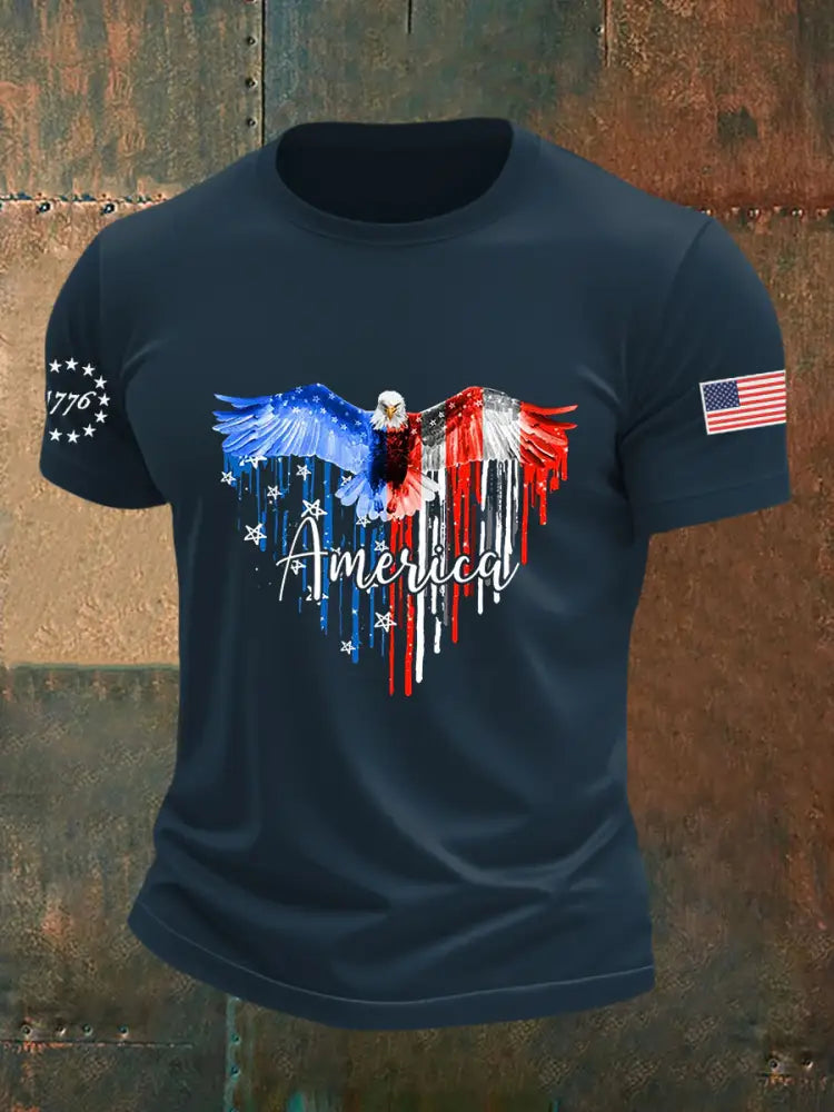 Men’s Independence Day Eagle Short Sleeve T-shirt Navy Blue / S